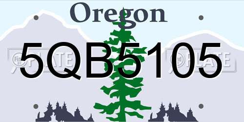 5QB5105 Oregon License Plate