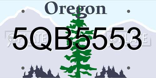 5QB5553 Oregon License Plate