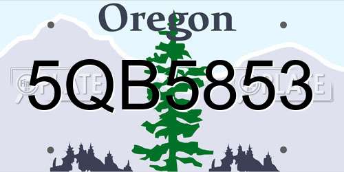 5QB5853 Oregon License Plate