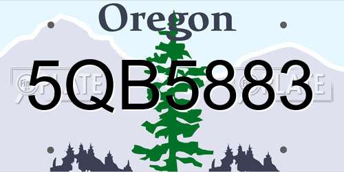 5QB5883 Oregon License Plate