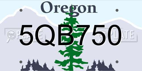 5QB750 Oregon License Plate