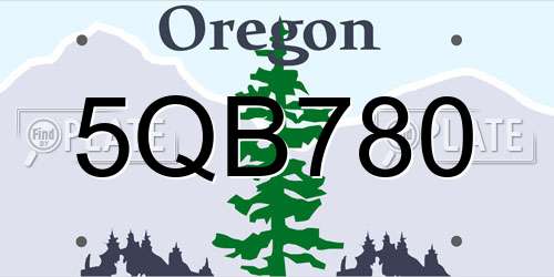 5QB780 Oregon License Plate