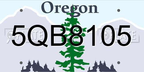 5QB8105 Oregon License Plate