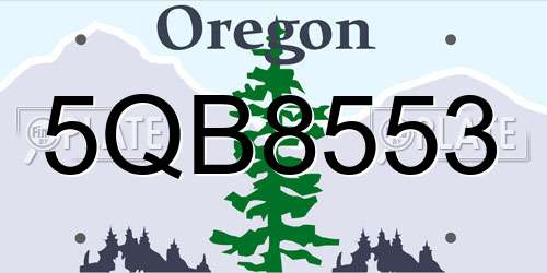 5QB8553 Oregon License Plate