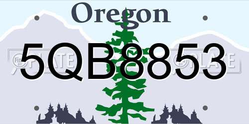 5QB8853 Oregon License Plate