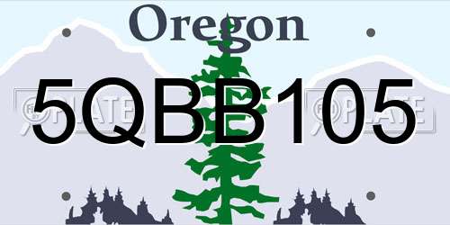 5QBB105 Oregon License Plate