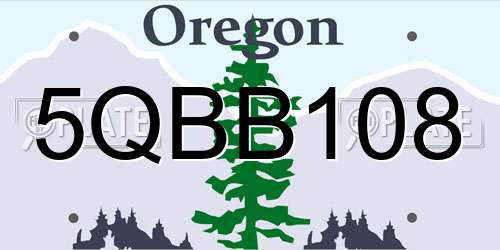 5QBB108 Oregon License Plate