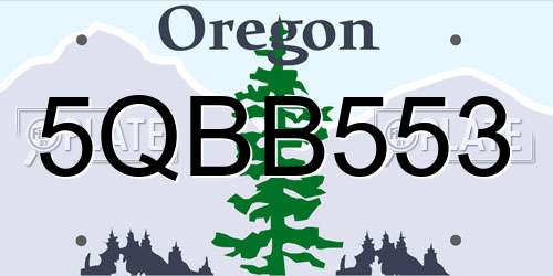 5QBB553 Oregon License Plate