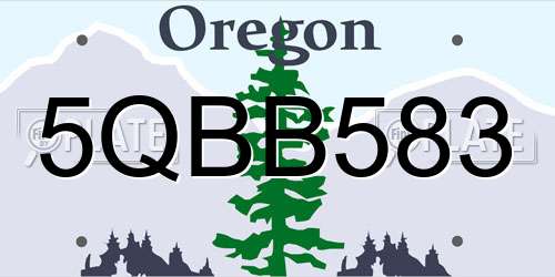 5QBB583 Oregon License Plate