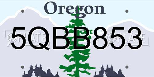 5QBB853 Oregon License Plate