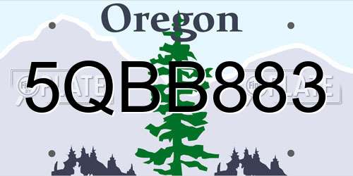 5QBB883 Oregon License Plate
