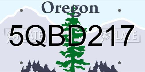 5QBD217 Oregon License Plate