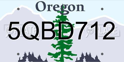 5QBD712 Oregon License Plate