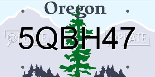 5QBH47 Oregon License Plate