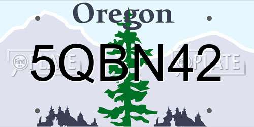 5QBN42 Oregon License Plate