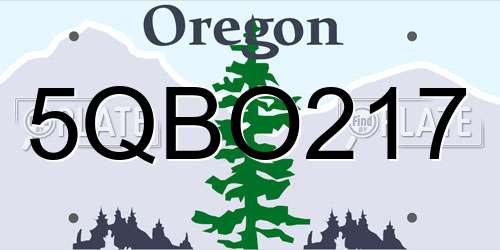 5QBO217 Oregon License Plate