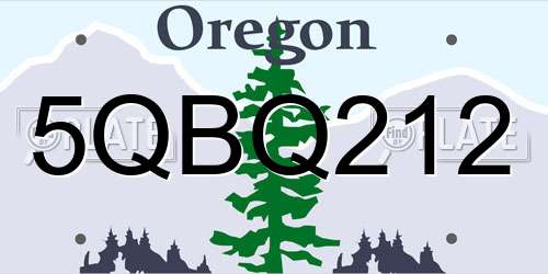 5QBQ212 Oregon License Plate