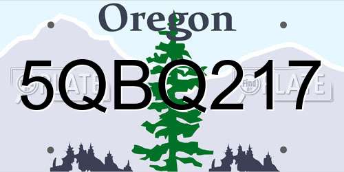 5QBQ217 Oregon License Plate