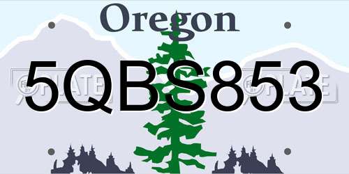 5QBS853 Oregon License Plate