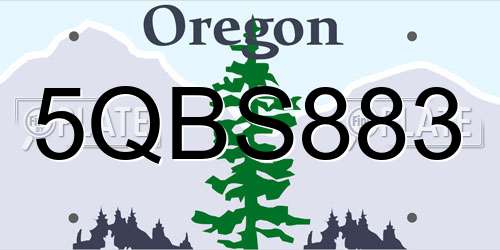5QBS883 Oregon License Plate