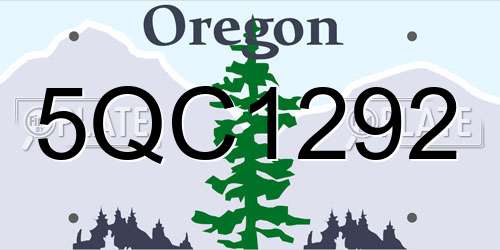 5QC1292 Oregon License Plate