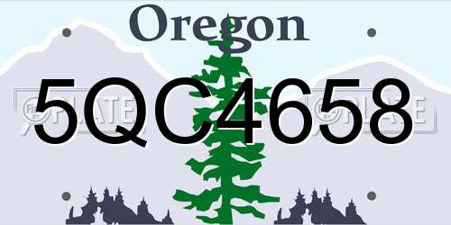 5QC4658 Oregon License Plate