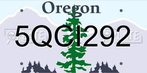5QCI292 Oregon License Plate