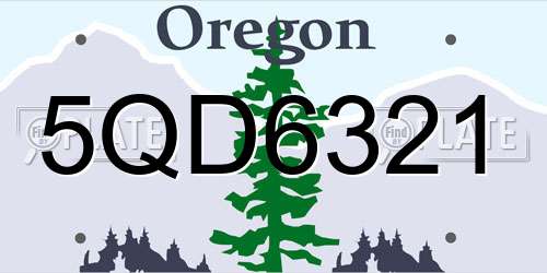 5QD6321 Oregon License Plate