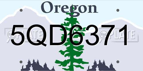 5QD6371 Oregon License Plate