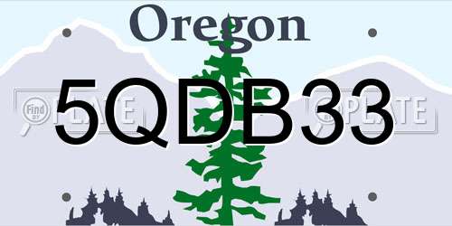 5QDB33 Oregon License Plate