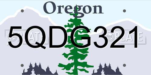 5QDG321 Oregon License Plate