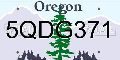 5QDG371 Oregon License Plate