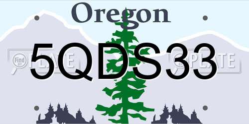 5QDS33 Oregon License Plate