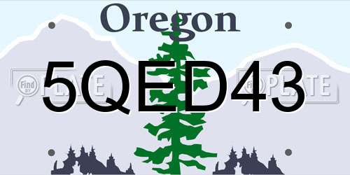 5QED43 Oregon License Plate
