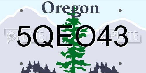 5QEO43 Oregon License Plate