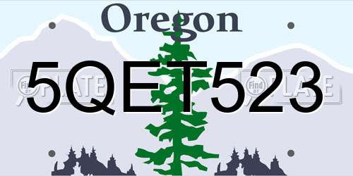 5QET523 Oregon License Plate