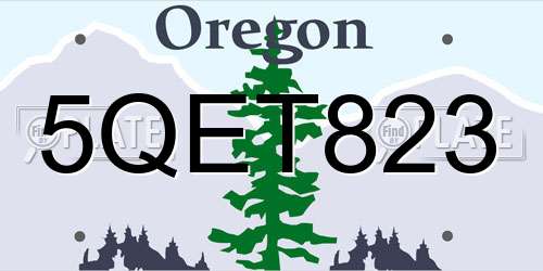 5QET823 Oregon License Plate