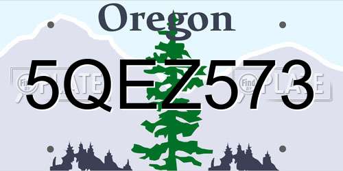 5QEZ573 Oregon License Plate