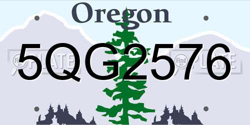 5QG2576 Oregon License Plate