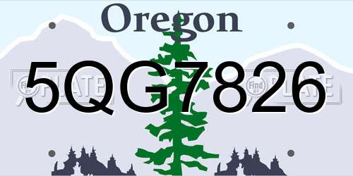 5QG7826 Oregon License Plate