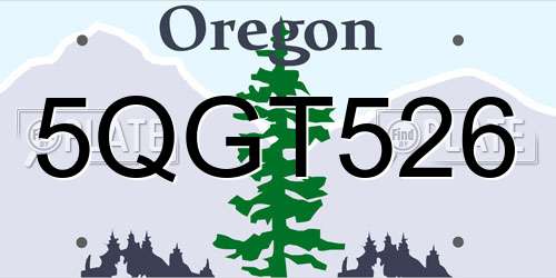 5QGT526 Oregon License Plate