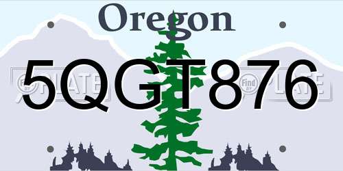 5QGT876 Oregon License Plate