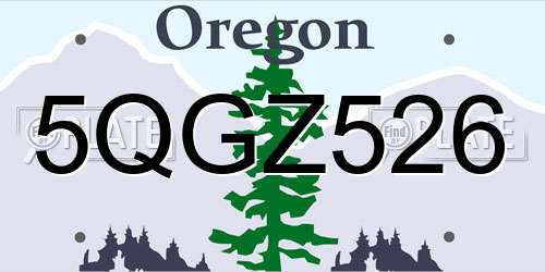 5QGZ526 Oregon License Plate