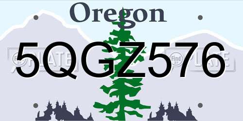 5QGZ576 Oregon License Plate