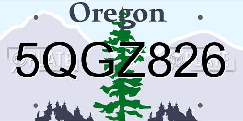5QGZ826 Oregon License Plate