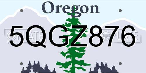 5QGZ876 Oregon License Plate