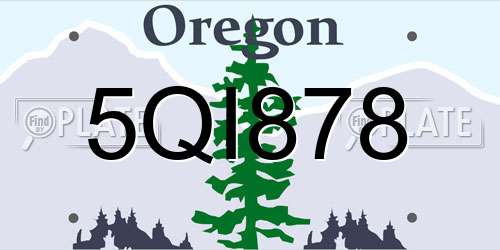 5QI878 Oregon License Plate
