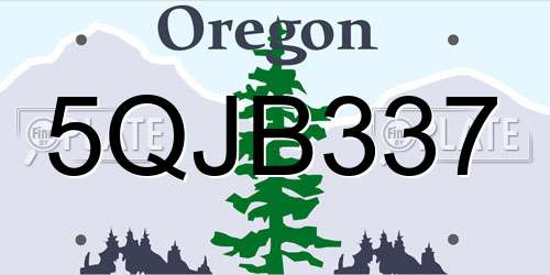 5QJB337 Oregon License Plate