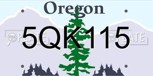5QK115 Oregon License Plate