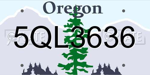 5QL3636 Oregon License Plate
